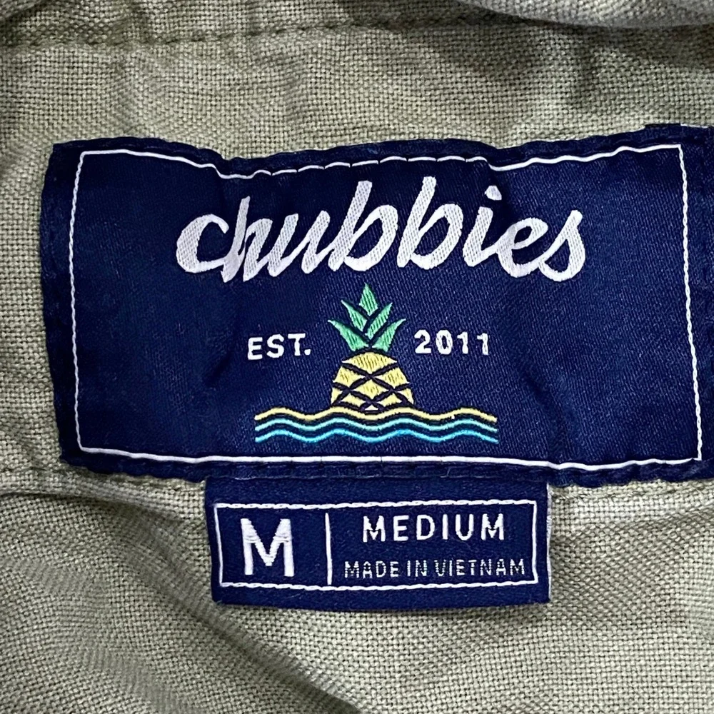 Chubbies Mens Stretch Twill Elastic Waist Shorts Sage Green Size Medium 5.5